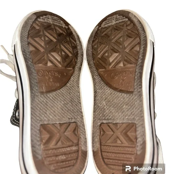 Black converse low tops. Youth size 10.5. Gently used. Laced. All stars. - Picture 2 of 6